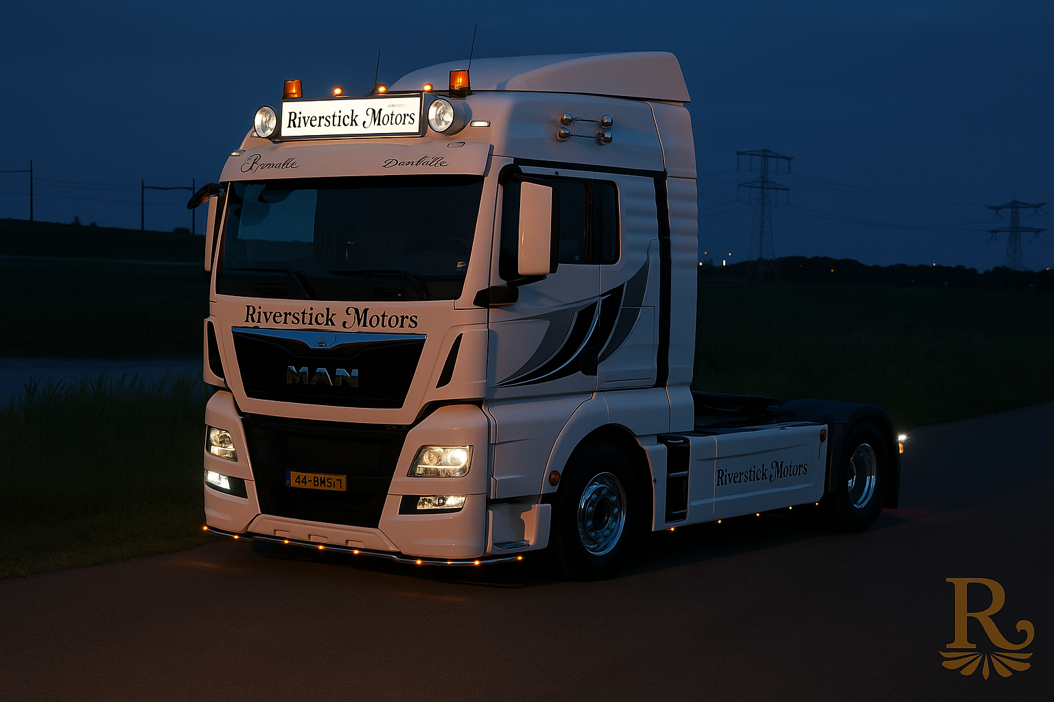 Riverstick Motors MAN truck at evening