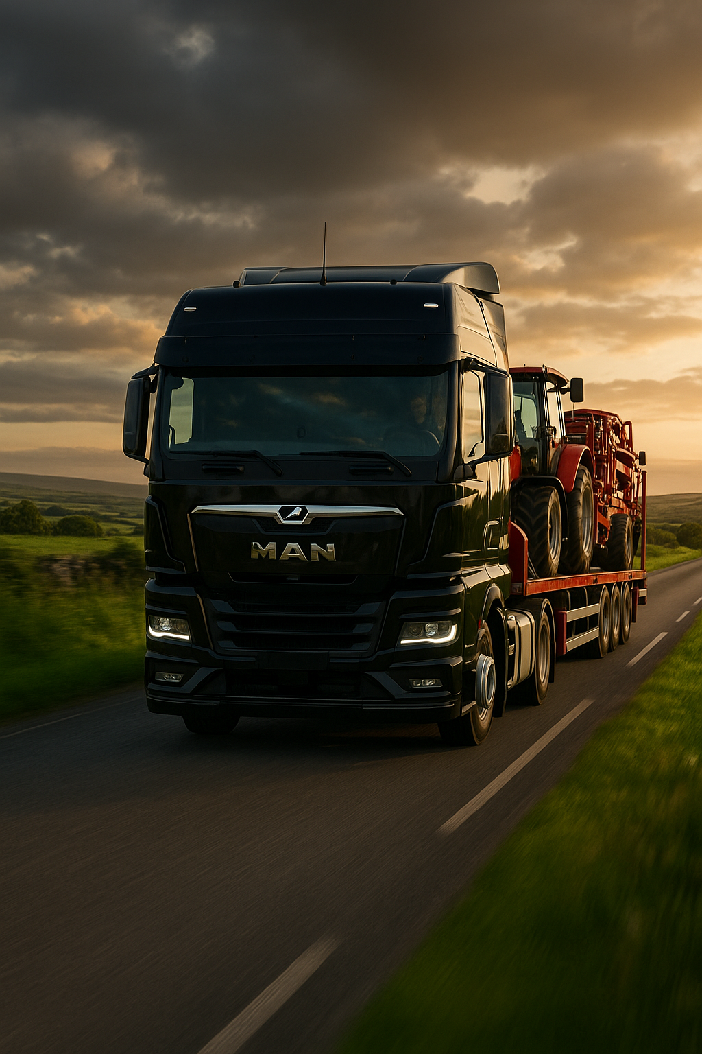 MAN TGX truck at golden hour